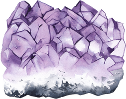 Amethyst crystal geode watercolor illustration